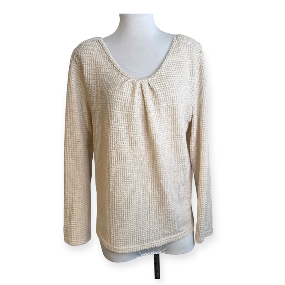 SHEIN Cream Waffle Knit‎ Long Sleeve with Crochet Back Inset 0X